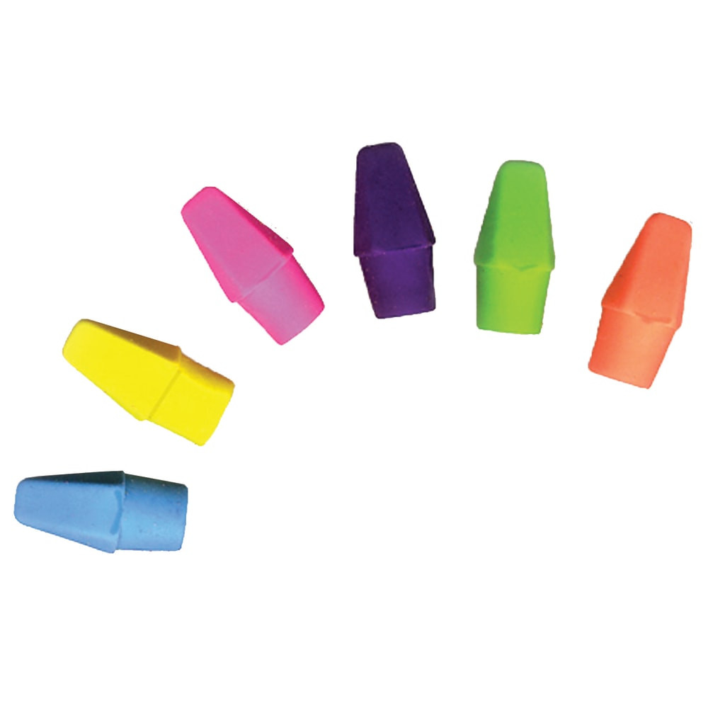 Musgrave Pencil Co. Inc. MUSDCAPSA-2 Musgrave Pencil Company Wedgecap Erasers, 1in x 1/4in, Assorted Colors, 144 Erasers Per Tub, Pack Of 2 Tubs