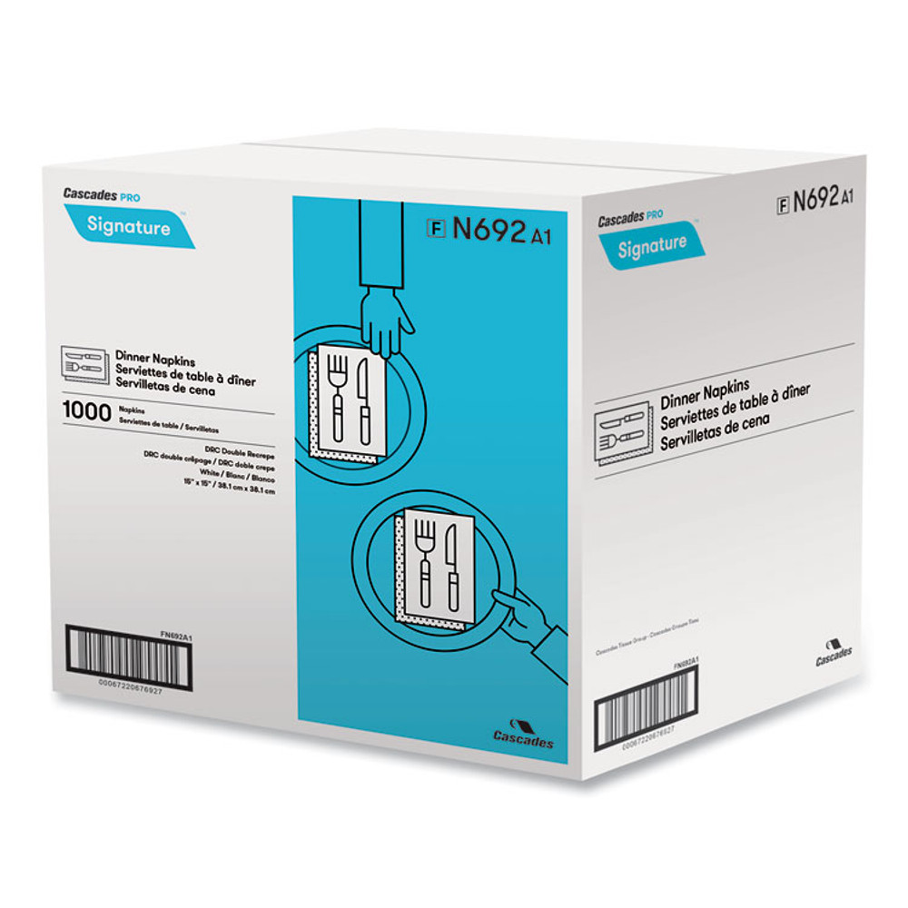 CASCADES TISSUE GROUP PRO N692 Select Dinner Napkins, 1-Ply, 15 x 15, White, 1,000/Carton
