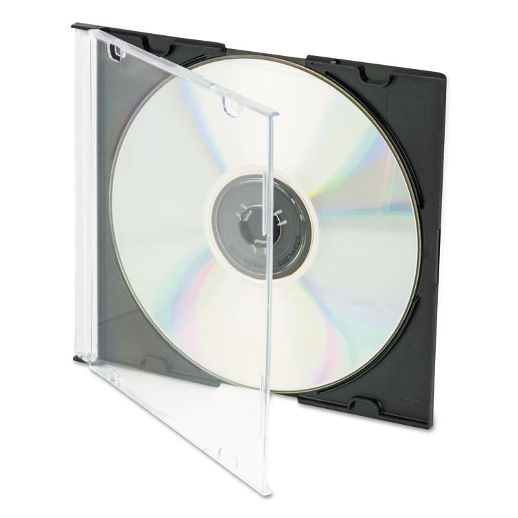 INNOVERA 85825 CD/DVD Slim Jewel Cases, Clear/Black, 25/Pack