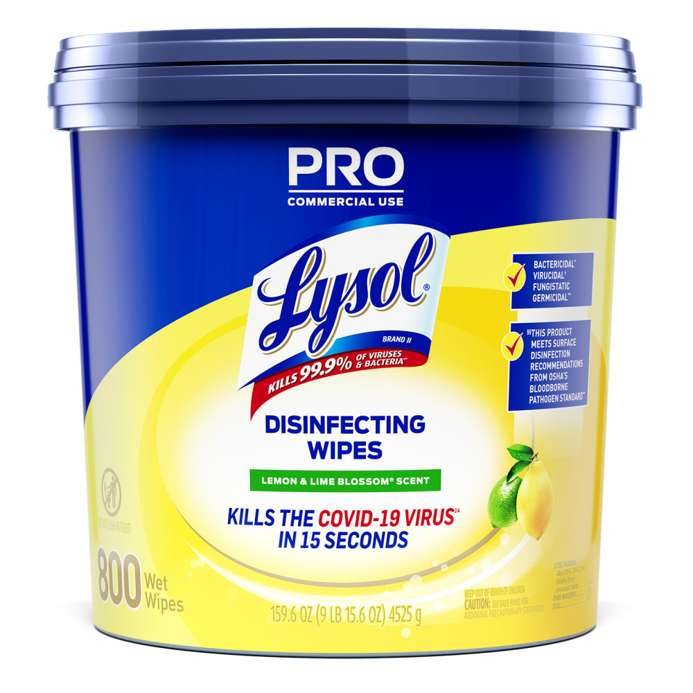 RECKITT BENCKISER 19200-99856DUP Lysol Disinfecting Wipe Bucket w/Wipes - Lemon & Lime Blossom Scent - 8in Length x 6in Width - 800 Each - White