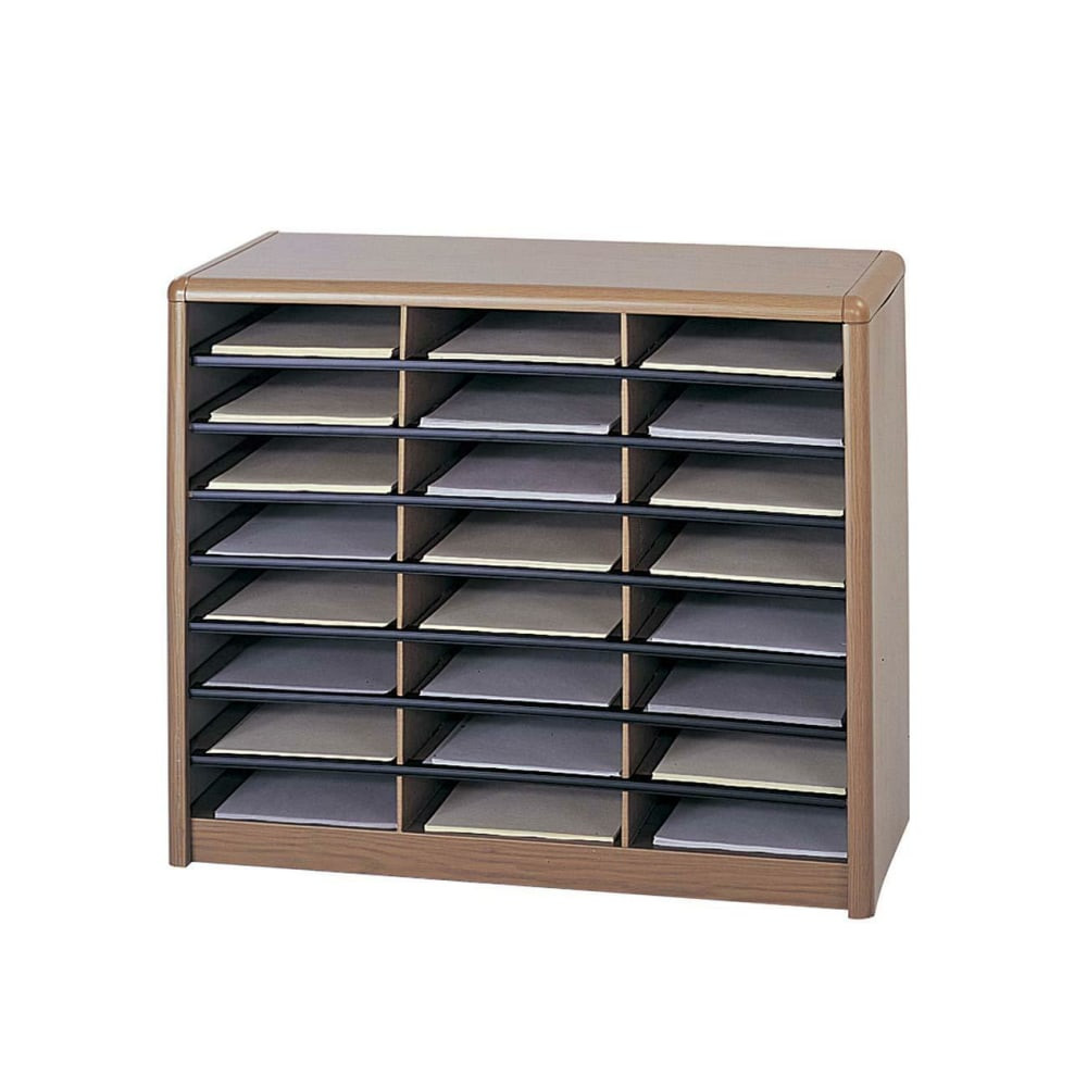 SAFCO PRODUCTS CO Safco 7111MO  Value Sorter Steel Corrugated Literature Organizer, 24 Compartments, Medium Oak