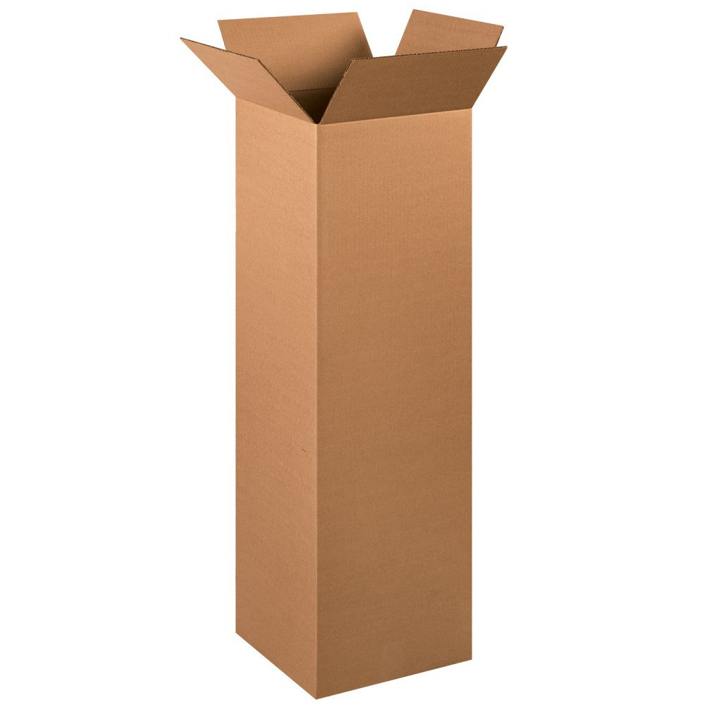 B O X MANAGEMENT, INC. 121240 Partners Brand Tall Corrugated  Boxes, 12in x 12in x 40in, Kraft, Pack Of 15