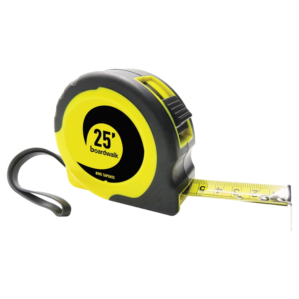 GEN BWKTAPEM25 Boardwalk Easy-Grip Tape Measure, 25ft, Black/Yellow