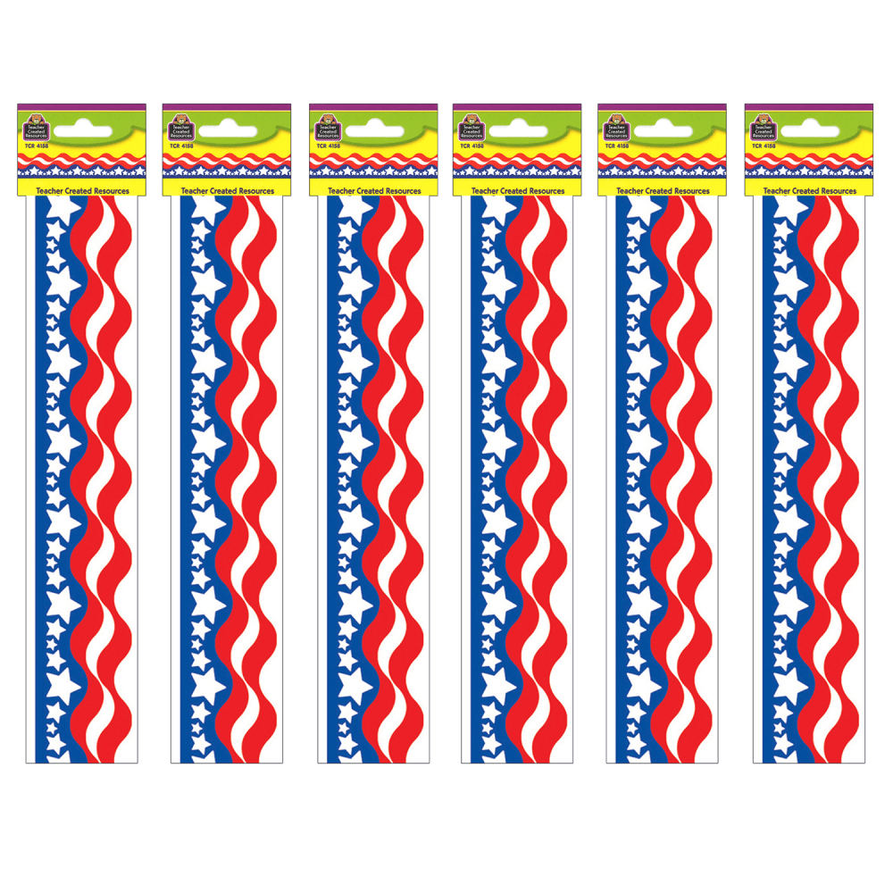 EDUCATORS RESOURCE TCR4158-6 Teacher Created Resources Border Trim, Patriotic, 35ft Per Pack, Set Of 6 Packs