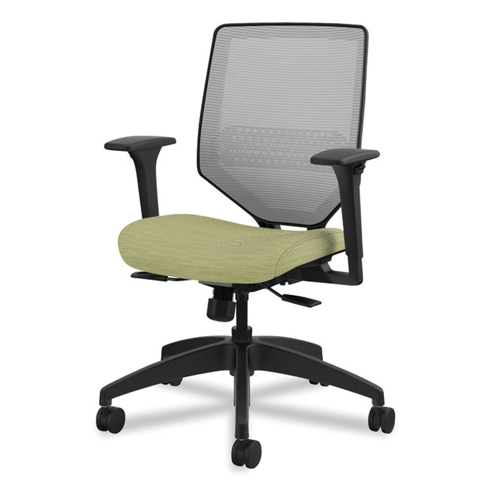 HON COMPANY SVM1ALIFC82T Solve Series Mesh Back Task Chair, Supports Up to 300 lb, 18" to 23" Seat Height, Meadow Seat, Fog Back, Black Base