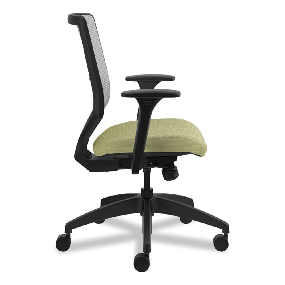 HON COMPANY SVM1ALIFC82T Solve Series Mesh Back Task Chair, Supports Up to 300 lb, 18" to 23" Seat Height, Meadow Seat, Fog Back, Black Base