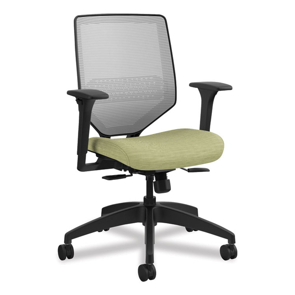 HON COMPANY SVM1ALIFC82T Solve Series Mesh Back Task Chair, Supports Up to 300 lb, 18" to 23" Seat Height, Meadow Seat, Fog Back, Black Base