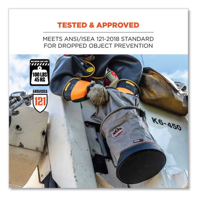 TENACIOUS HOLDINGS, INC. ergodyne® 15973 Arsenal 5973 Hoist Bucket Tool Bag with D-Rings and Zipper Top, 12.5 x 12.5 x 17, Gray