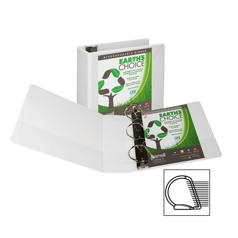 SAMSILL CORP 16997 Samsill Earths Choice Vue 3-Ring Binder, 4in D-Rings, White