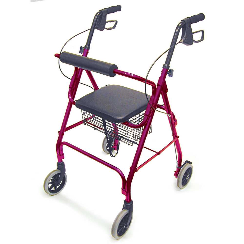 MABIS HEALTHCARE, INC. 501-1012-0700 DMI Freedom Adjustable Aluminum Rollator Walker With Seat, 38in x 25in, Burgundy