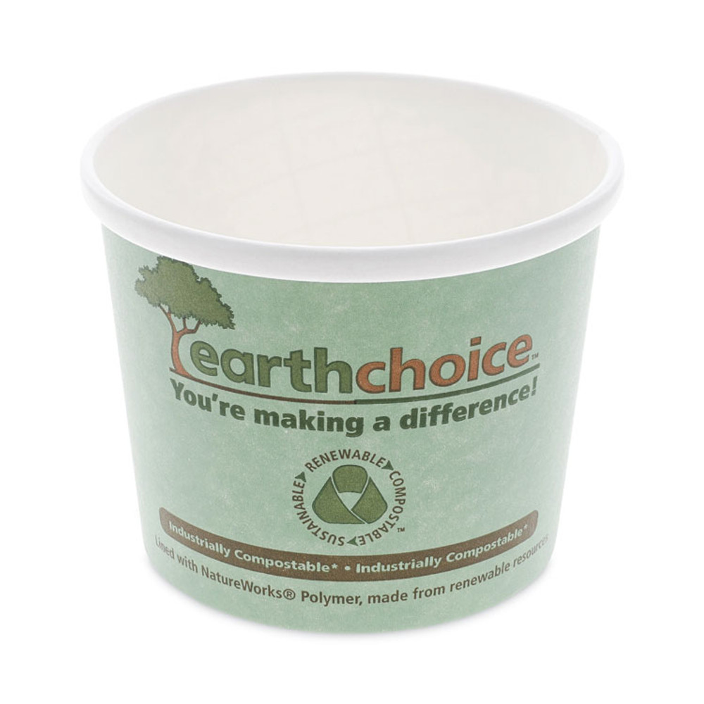 PACTIV EVERGREEN CORPORATION PHSC12ECDI EarthChoice Compostable Soup Cup, Medium, 12 oz, 3.63" Diameter x 3.63" h, Teal, Paper, 500/Carton