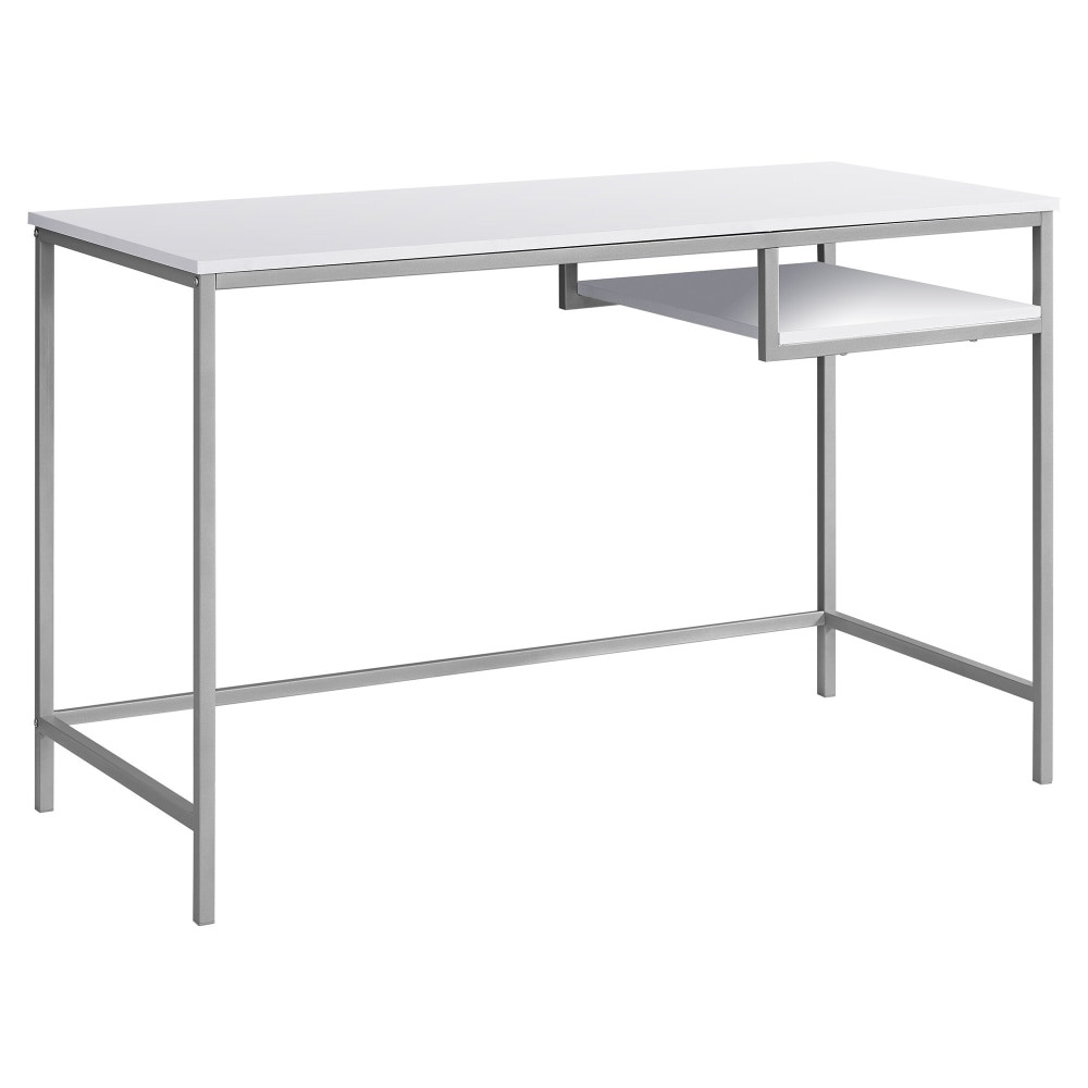 MONARCH PRODUCTS Monarch Specialties I 7368  48inW Computer Desk With Hanging Shelf, White/Silver