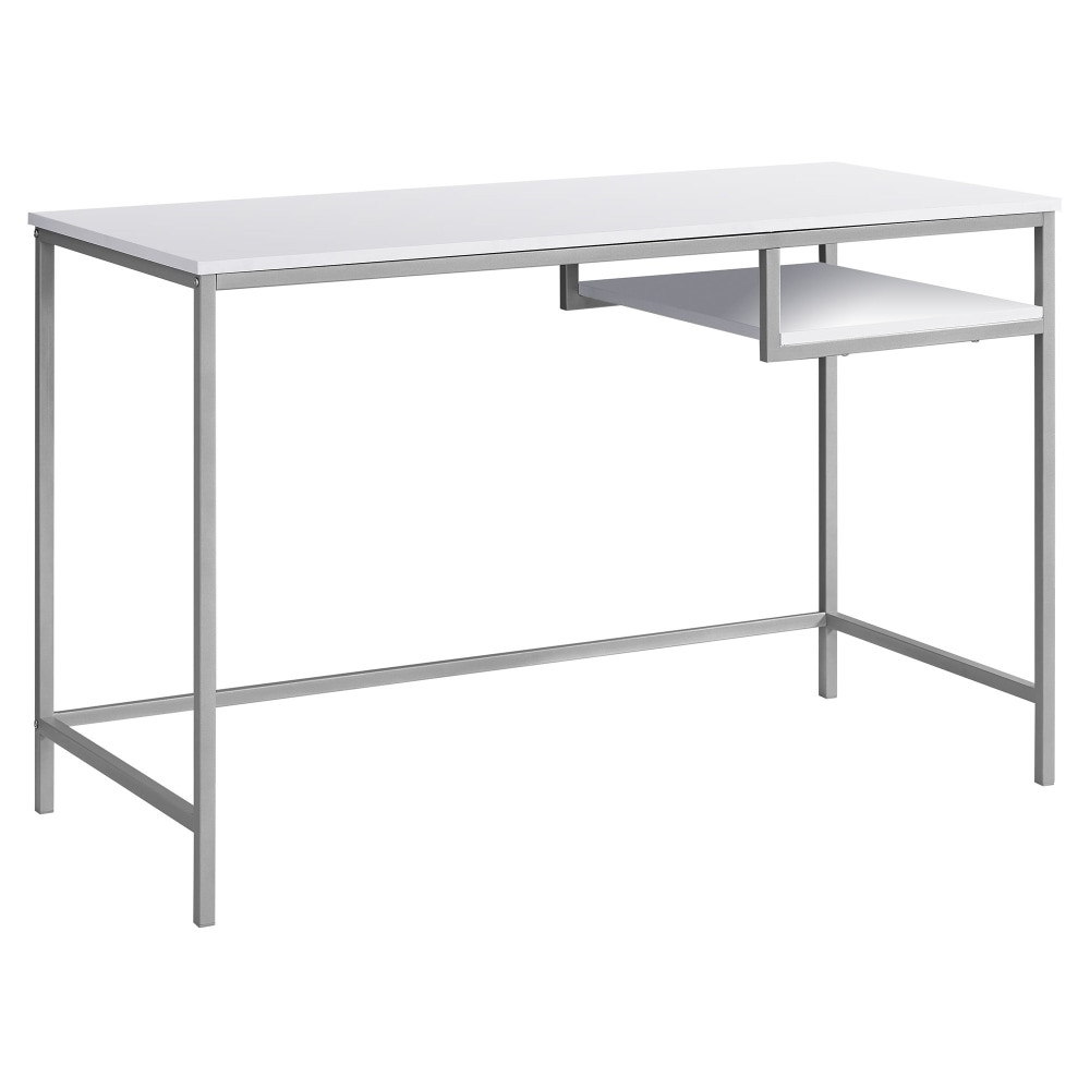 MONARCH PRODUCTS I 7368 Monarch Specialties 48inW Computer Desk With Hanging Shelf, White/Silver