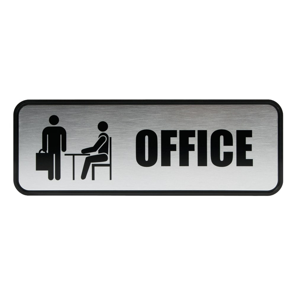 CONSOLIDATED STAMP MFG CO COSCO 098209  Brushed Metal "Office" Sign, 3in x 9in