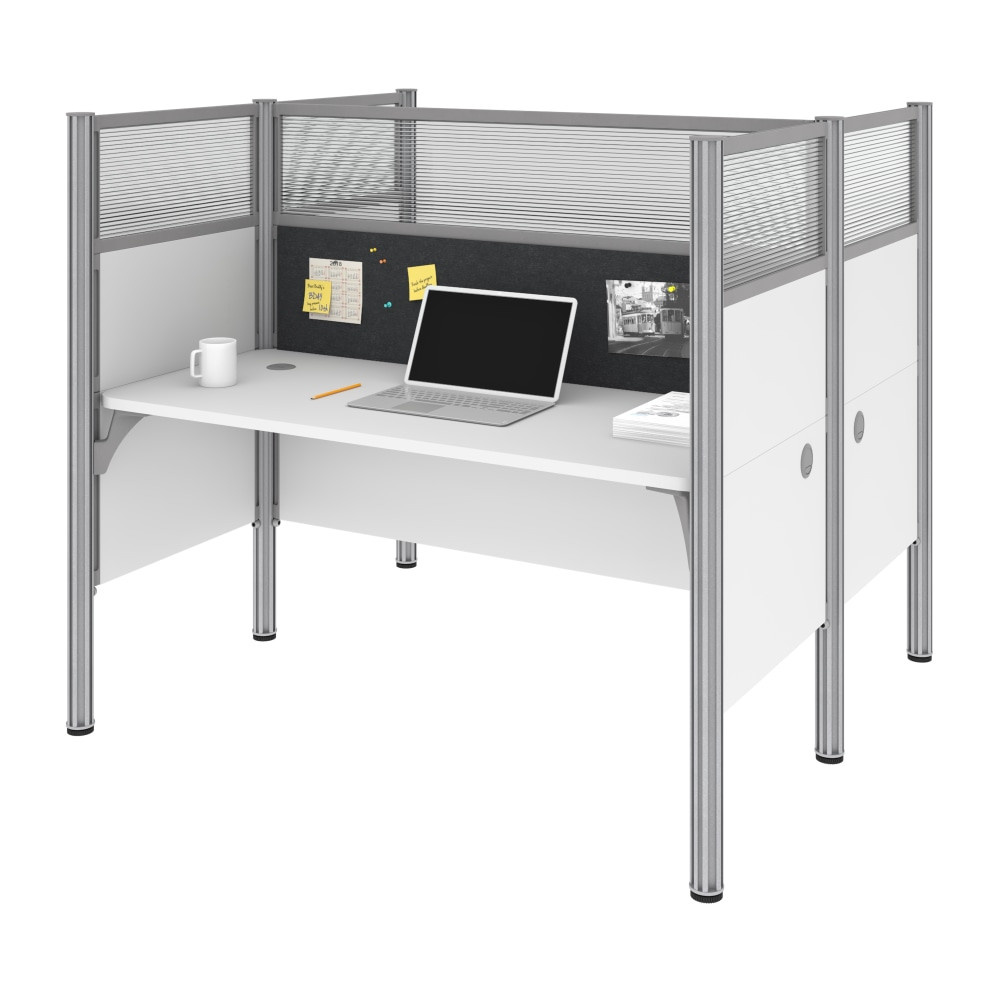 BESTAR INC. Bestar 100870DG-17  Pro-Biz 63inW Computer Desk Office Cubicles With Tack Boards And High Privacy Panels, Gray/White