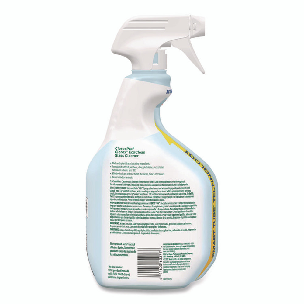 CLOROX SALES CO. 60277CT Clorox Pro EcoClean Glass Cleaner, Unscented, 32 oz Spray Bottle, 9/Carton