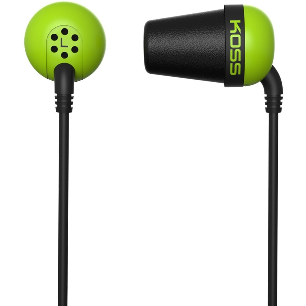 KOSS CORPORATION PLUG G Koss Plug Earphone - Stereo - Green, Black - Mini-phone (3.5mm) - Wired - 16 Ohm - 10 Hz 20 kHz - Earbud - Binaural - In-ear - 3.94 ft Cable