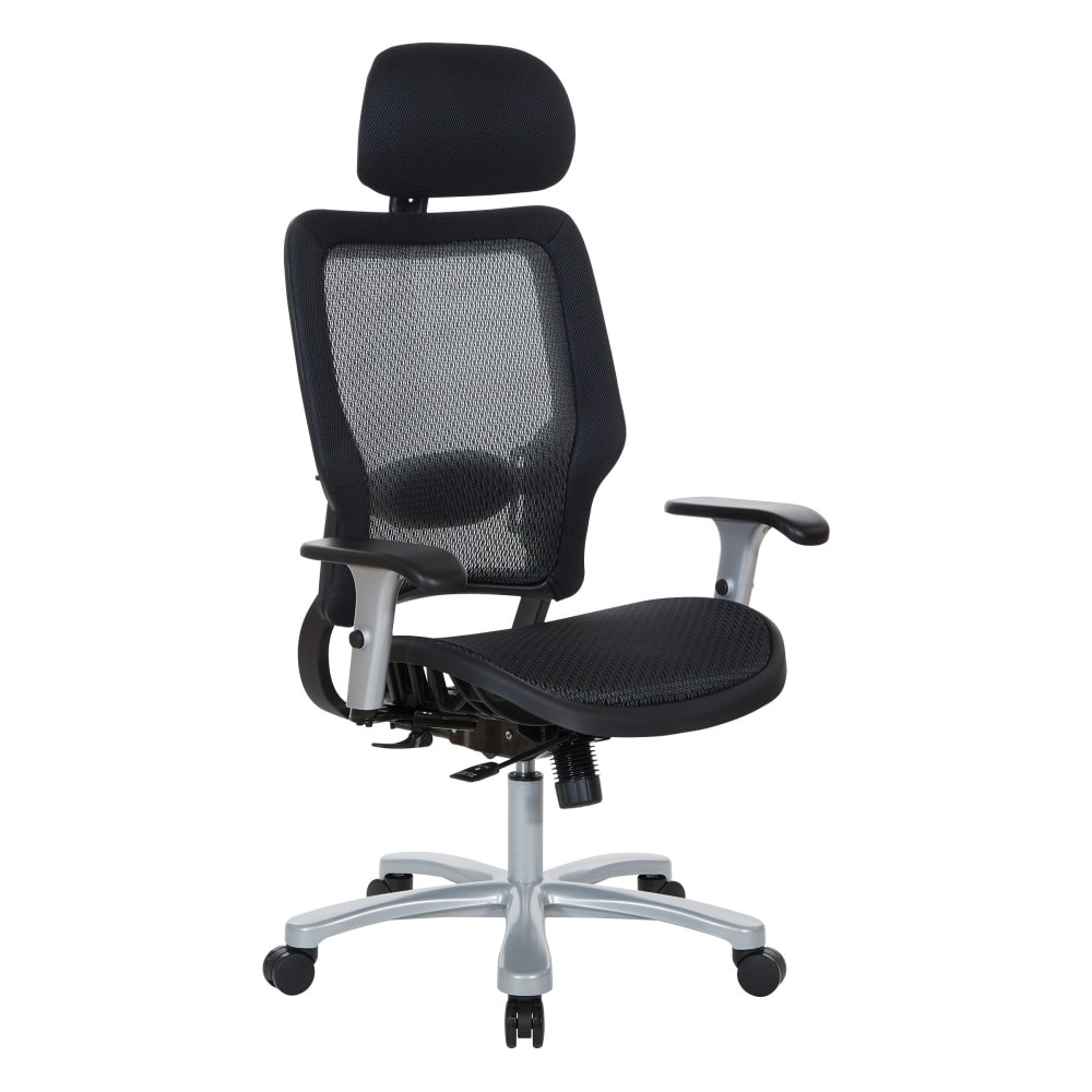 OFFICE STAR PRODUCTS Office Star 63-11A653RHM  Space Seating 63 Series Air Grid Big And Tall Ergonomic Chair, Black/Silver