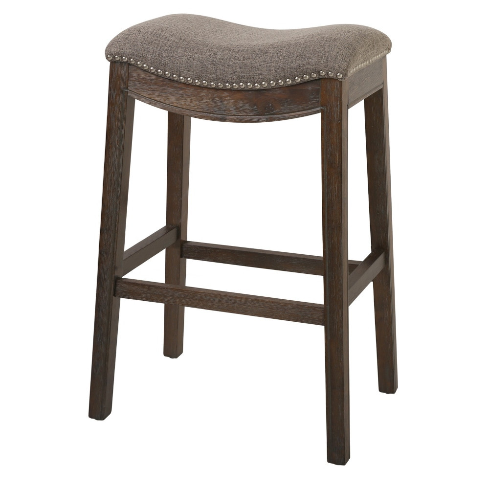 NEW RIDGE, LLC NH100153-FBS-WG New Ridge Home Goods Saddle-Style Bar Stool, Weathered Gray/Cobble