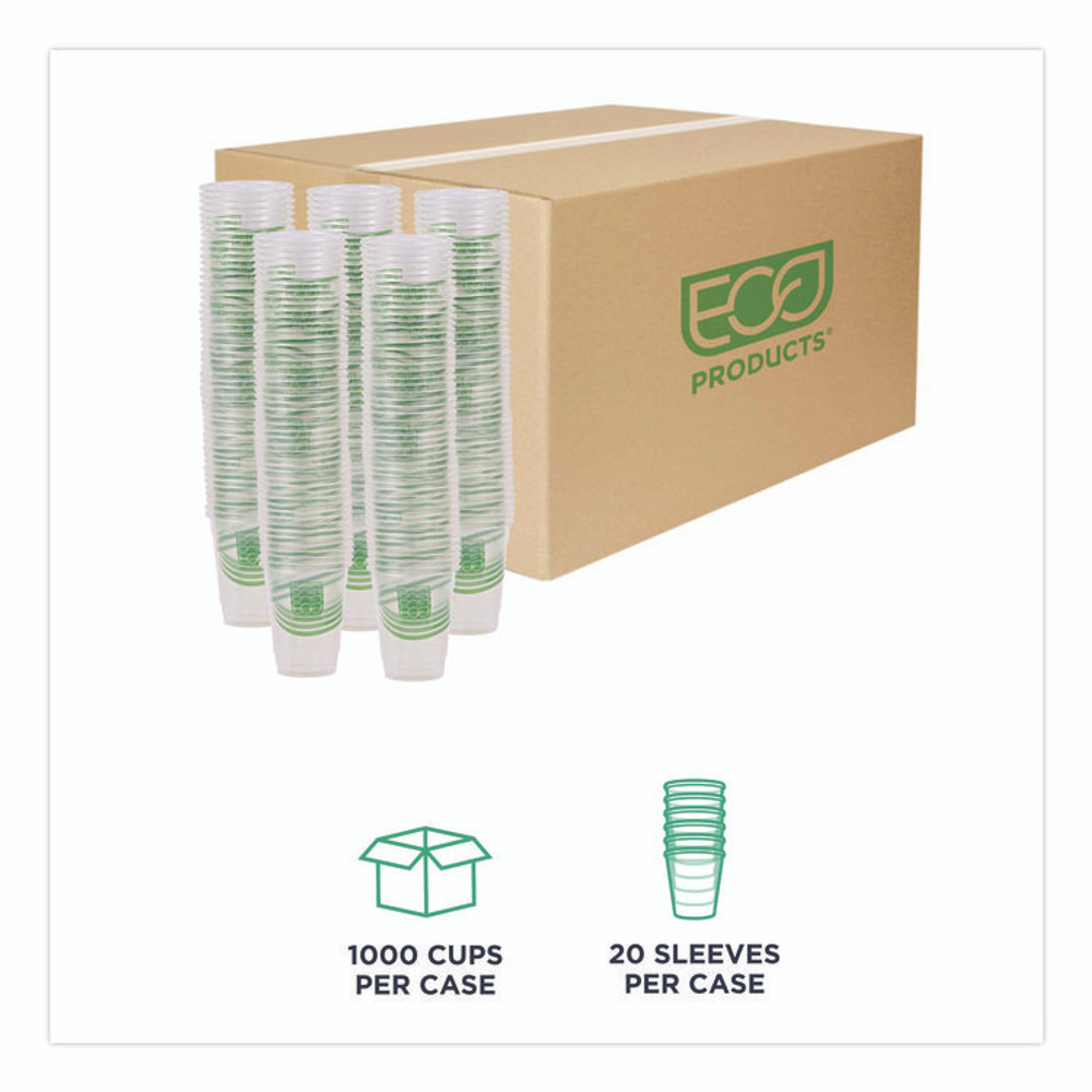 ECO-PRODUCTS,INC. EP-CC9S-GS GreenStripe Renewable and Compostable Cold Cups, 9 oz, Plastic, Clear, 50/Pack, 20 Packs/Carton