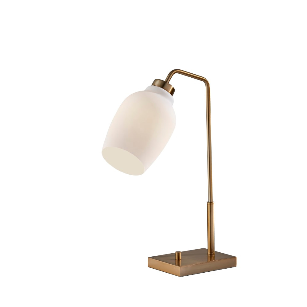 ADESSO INC Adesso 3545-21  Clara Desk Lamp with USB Port, 20-1/2inH, Opal White Shade/Antique Brass Base