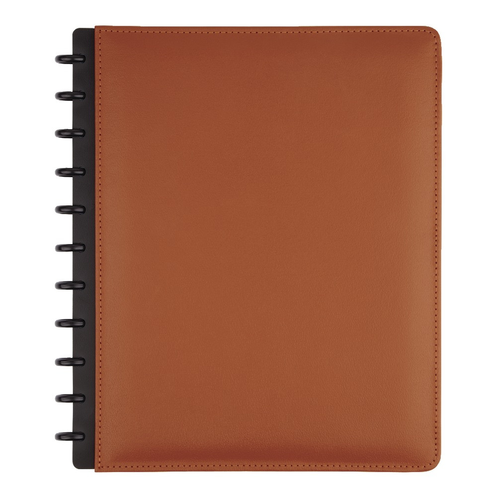 OFFICE DEPOT TUL ODLTNBK-PU-CM  Discbound Notebook With Leather Cover, Letter Size, Narrow Ruled, 60 Sheets, Brown