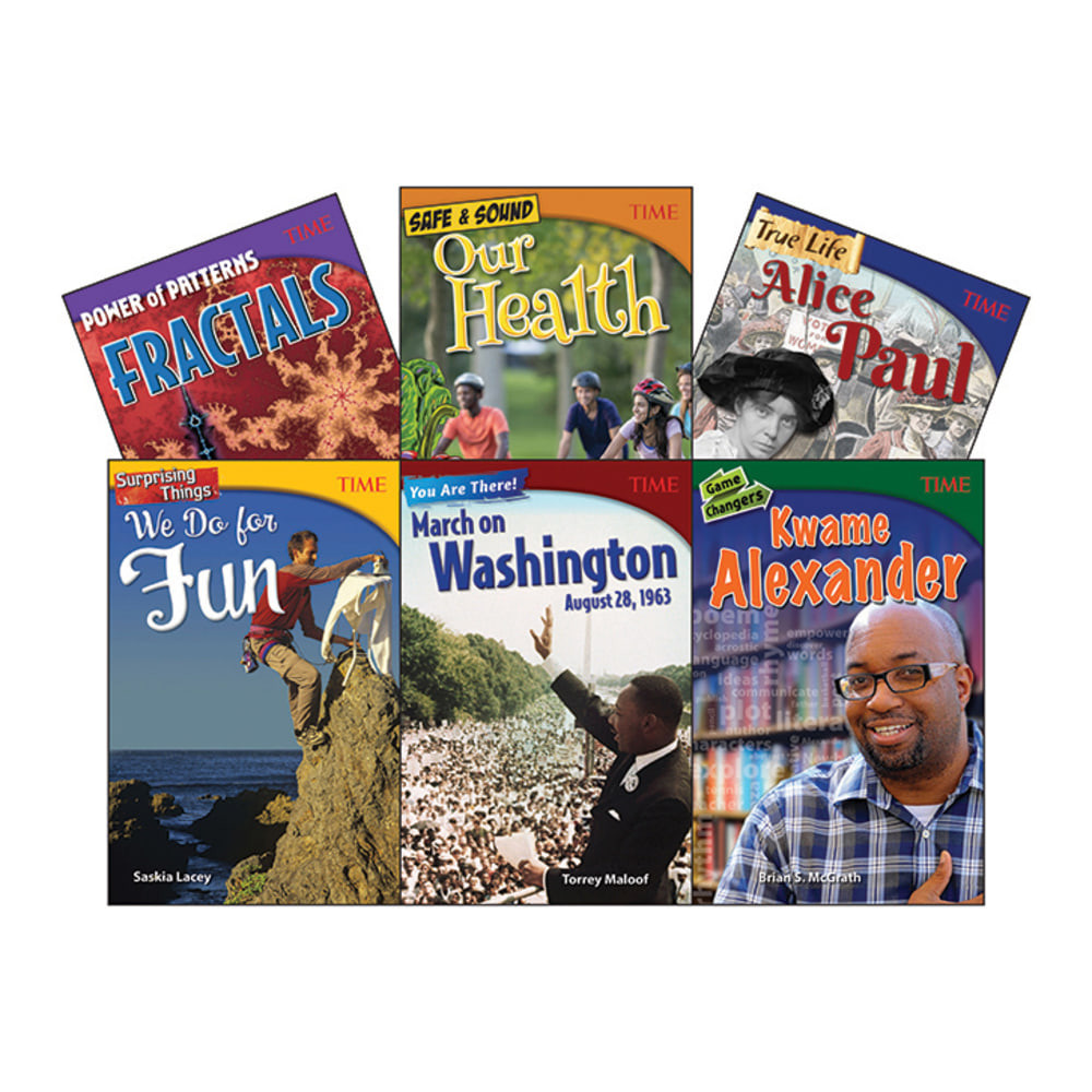 Stuffed with engaging content that is designed to spark the interest of students, this text set is a great way to build reading comprehension skills that help kids throughout college and beyond. Informational sidebars and colorful images grab the attention of young learners and encourage them to read until the final page of each text.  High-interest texts and articles with dynamic images help students sharpen their reading and comprehension skills.  Table of contents, glossary, index and readers guide let kids find the articles that spark their curiosity the most.  Factual sidebars provide bite-sized bits of information to keep students engaged and interested.  Aligns with state and national standards.  Designed for kids in grade 8.  6-book set provides plenty of reading material for the entire classroom.