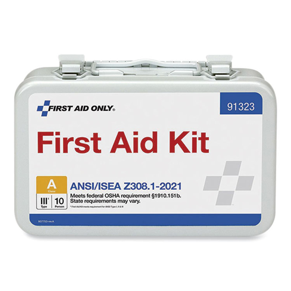 FIRST AID ONLY, INC. 91323 ANSI 2021 First Aid Kit for 10 People, 76 Pieces, Metal Case