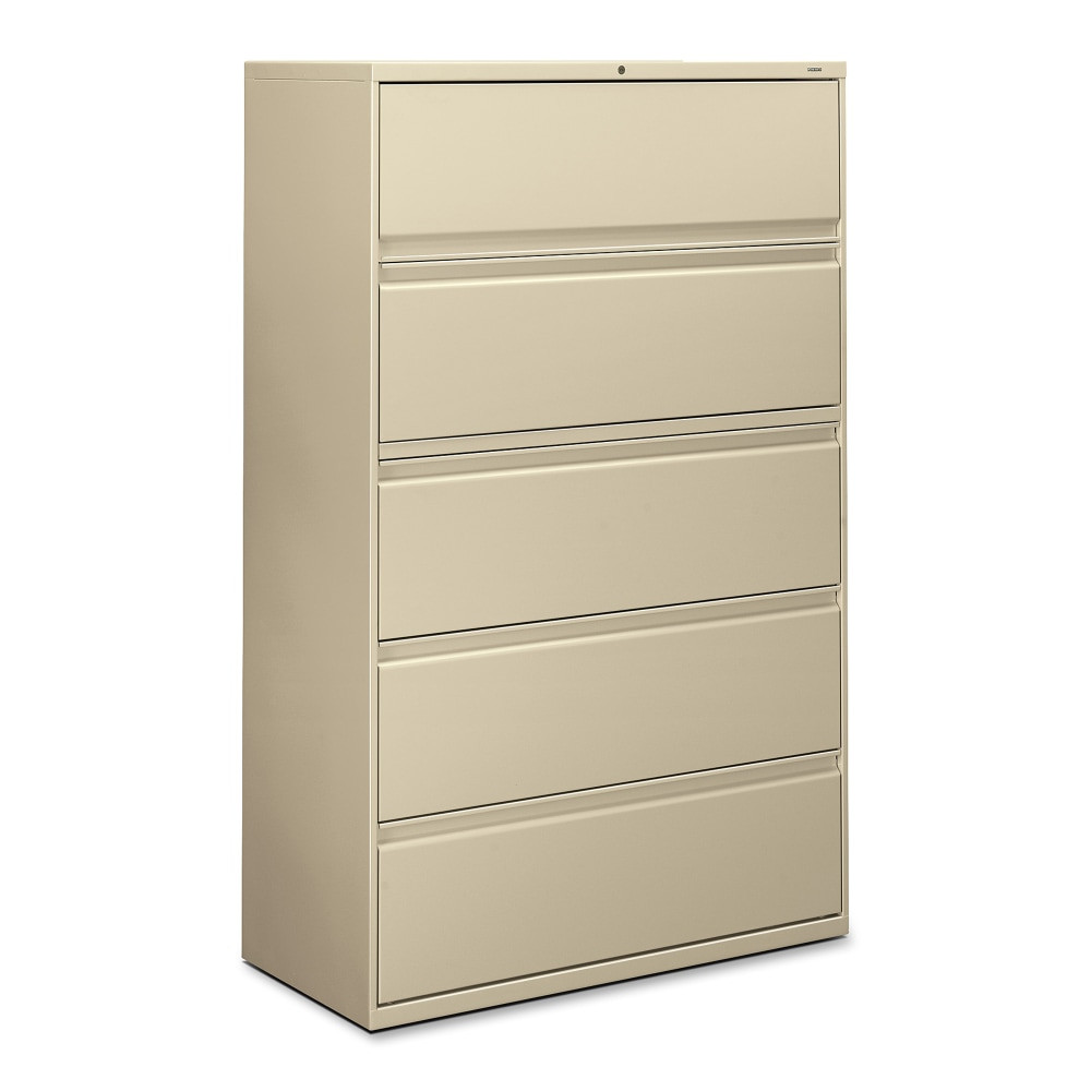 HNI CORPORATION 895LL HON 42inW x 19-1/4inD Lateral 5-Drawer File Cabinet With Lock, Putty