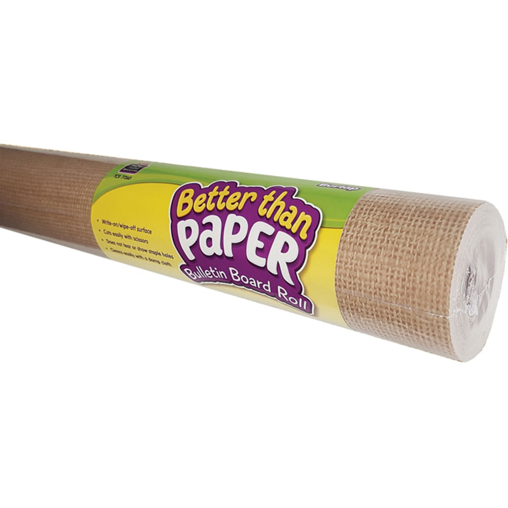 ARTHUR SCHUMAN INC. TCR6330 Teacher Created Resources Better Than Paper Bulletin Board Paper Rolls, 4ft x 12ft, Burlap, Pack Of 4 Rolls
