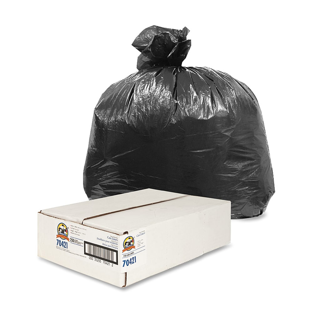 GENUINE JOE 70421  Linear Low Density Trash Liners, 40-45 Gallon, Black, 250 Per Carton