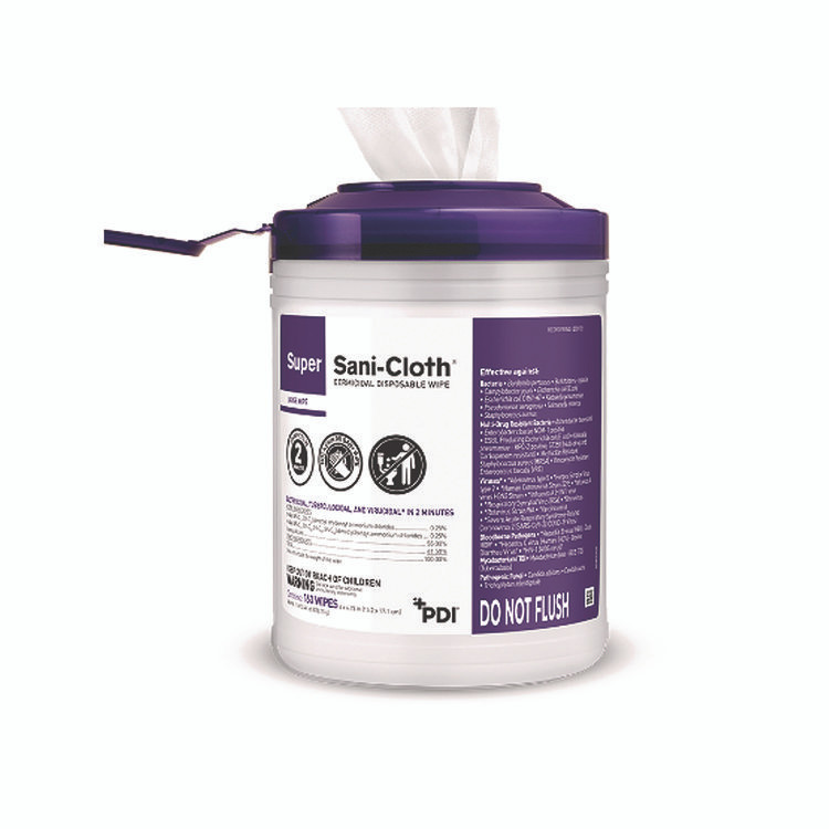SANI PROFESSIONAL P86984 Super Sani-Cloth Germicidal Disposable Wipes, Extra-Large, 1-Ply, 7.5" x 15", Unscented, White, 75/Pack