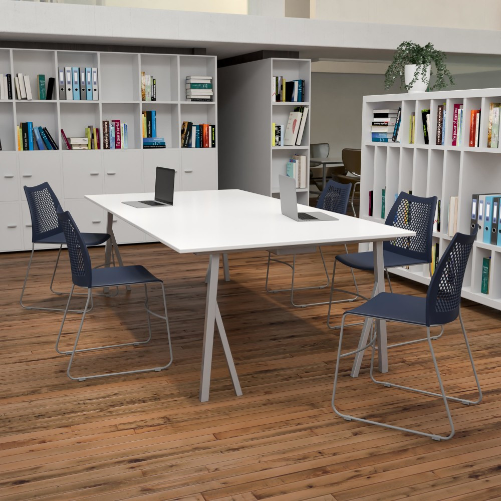 FLASH FURNITURE 5RUT498ANY  HERCULES Series Stack Chairs, Blue, Set Of 5 Chairs