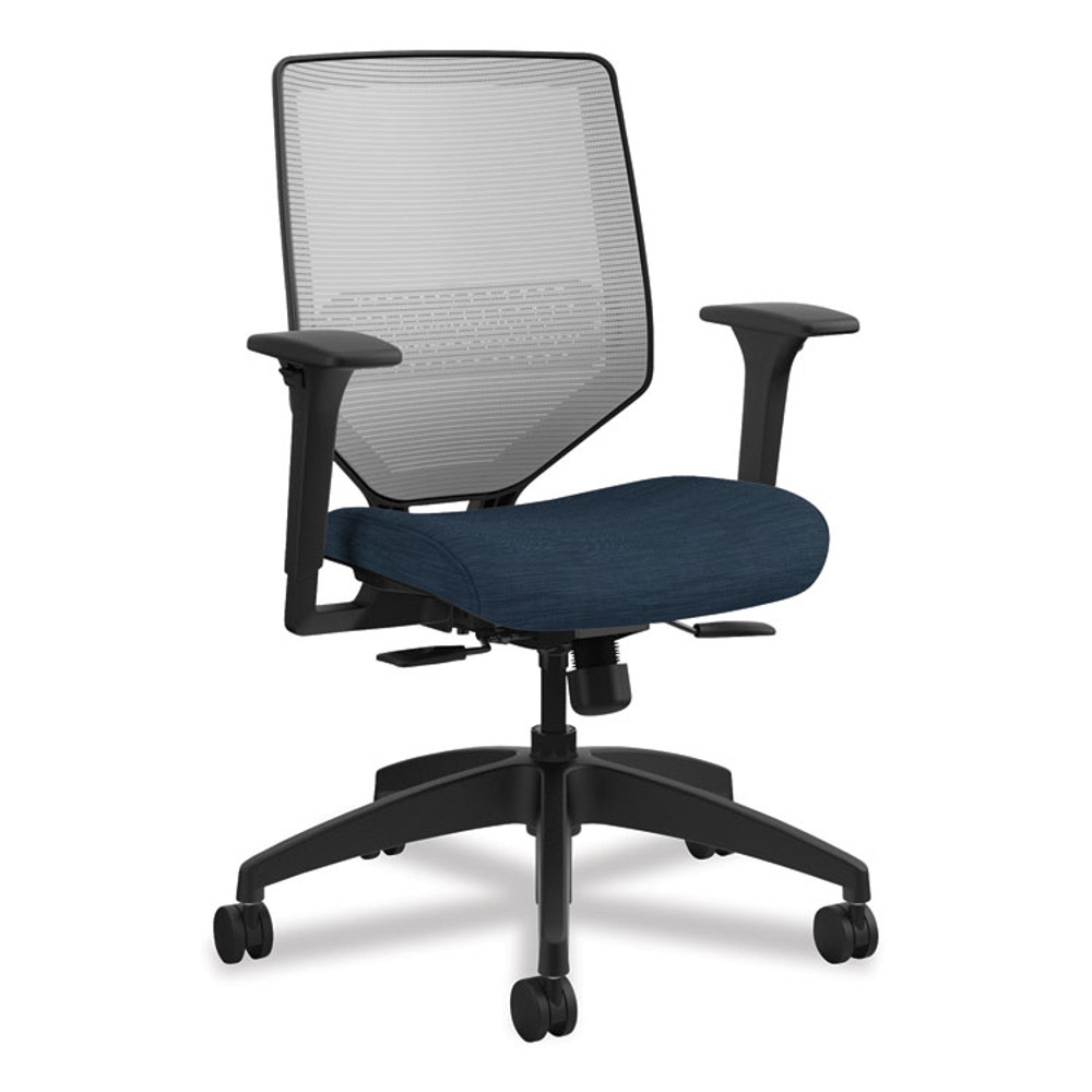 HON COMPANY SVM1ALIFC90T Solve Series Mesh Back Task Chair, Supports Up to 300 lb, 18" to 23" Seat Height, Midnight Seat, Fog Back, Black Base