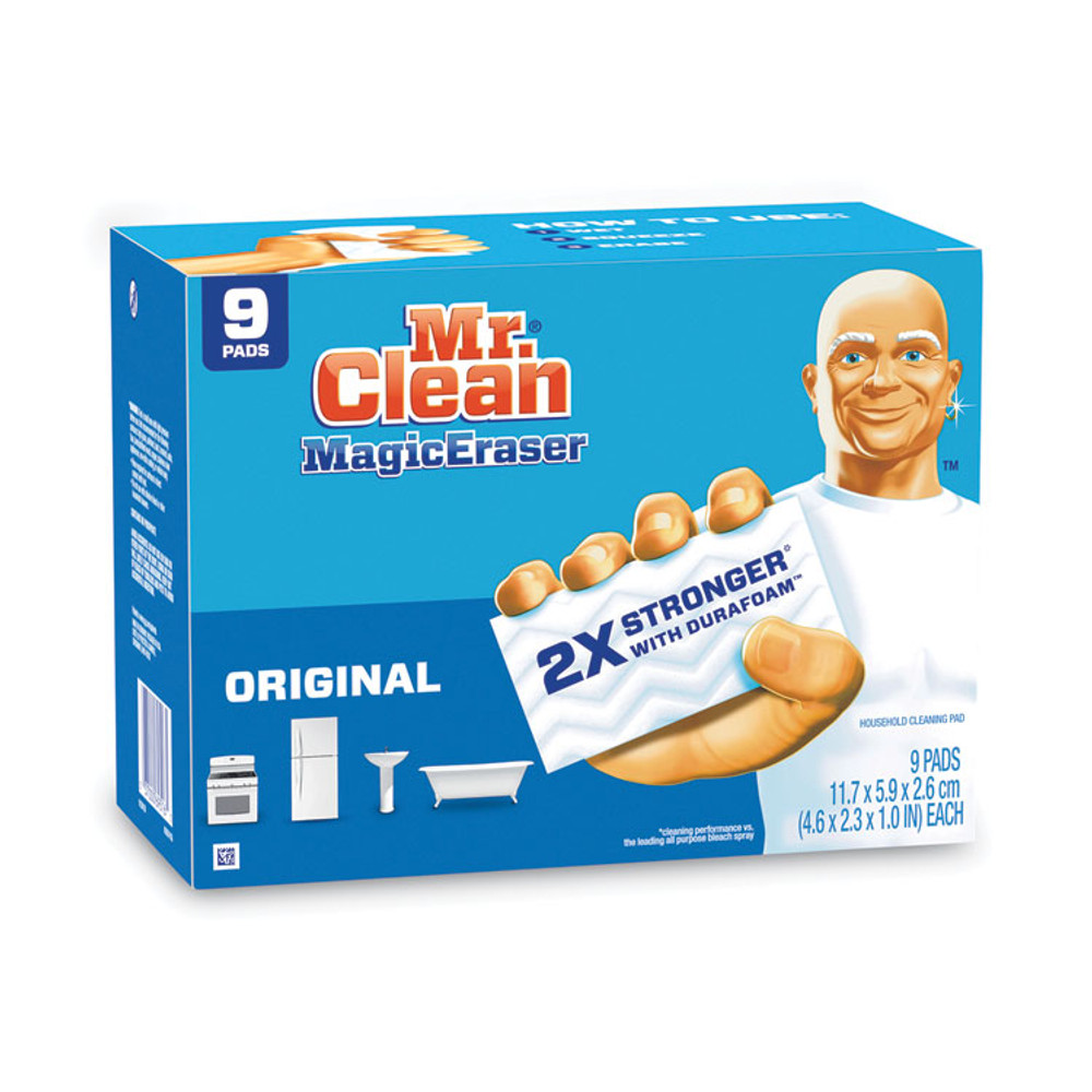 PROCTER & GAMBLE Mr. Clean® 69516 Magic Eraser, 4.6 x 2.4, 0.7" Thick, White, 9/Pack