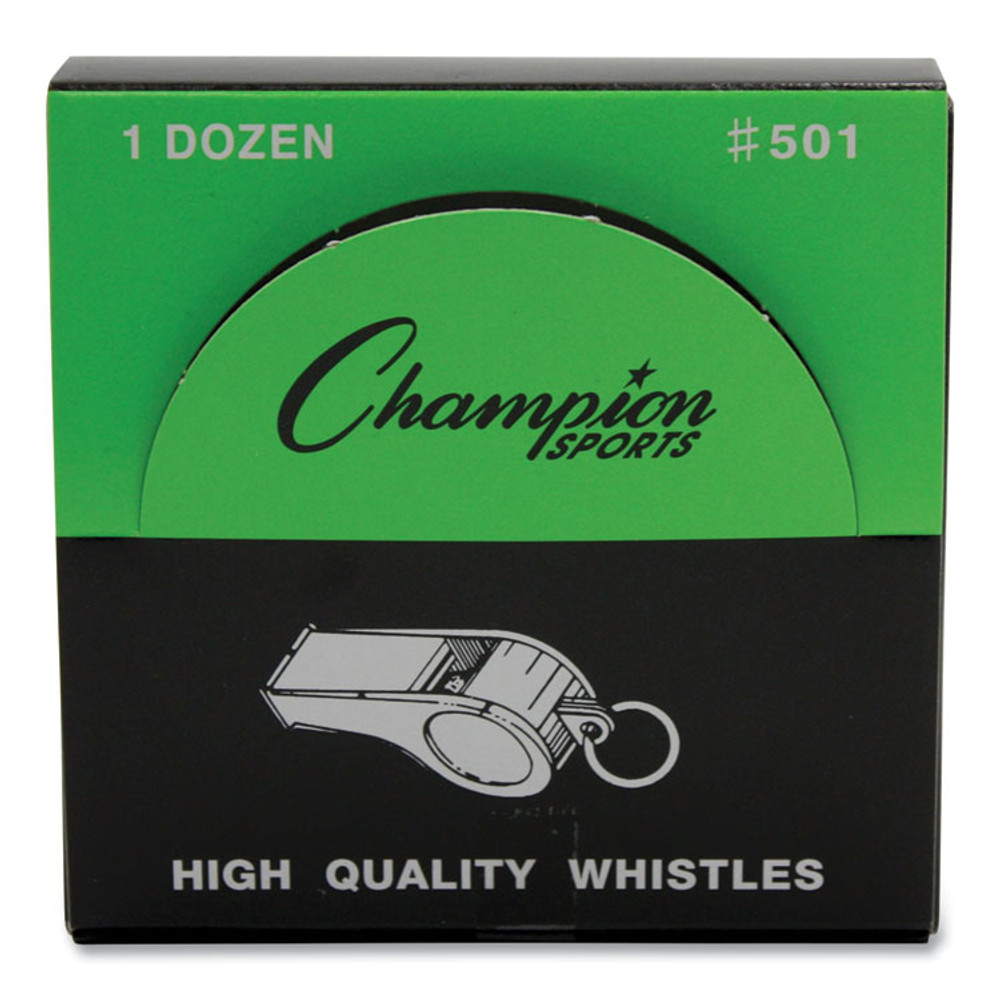 CHAMPION SPORT Sports 501 Sports Whistle, Medium Weight, Metal, Silver, Dozen