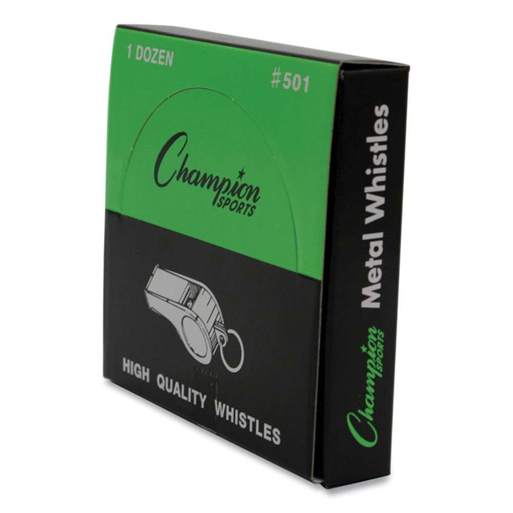 CHAMPION SPORT Sports 501 Sports Whistle, Medium Weight, Metal, Silver, Dozen
