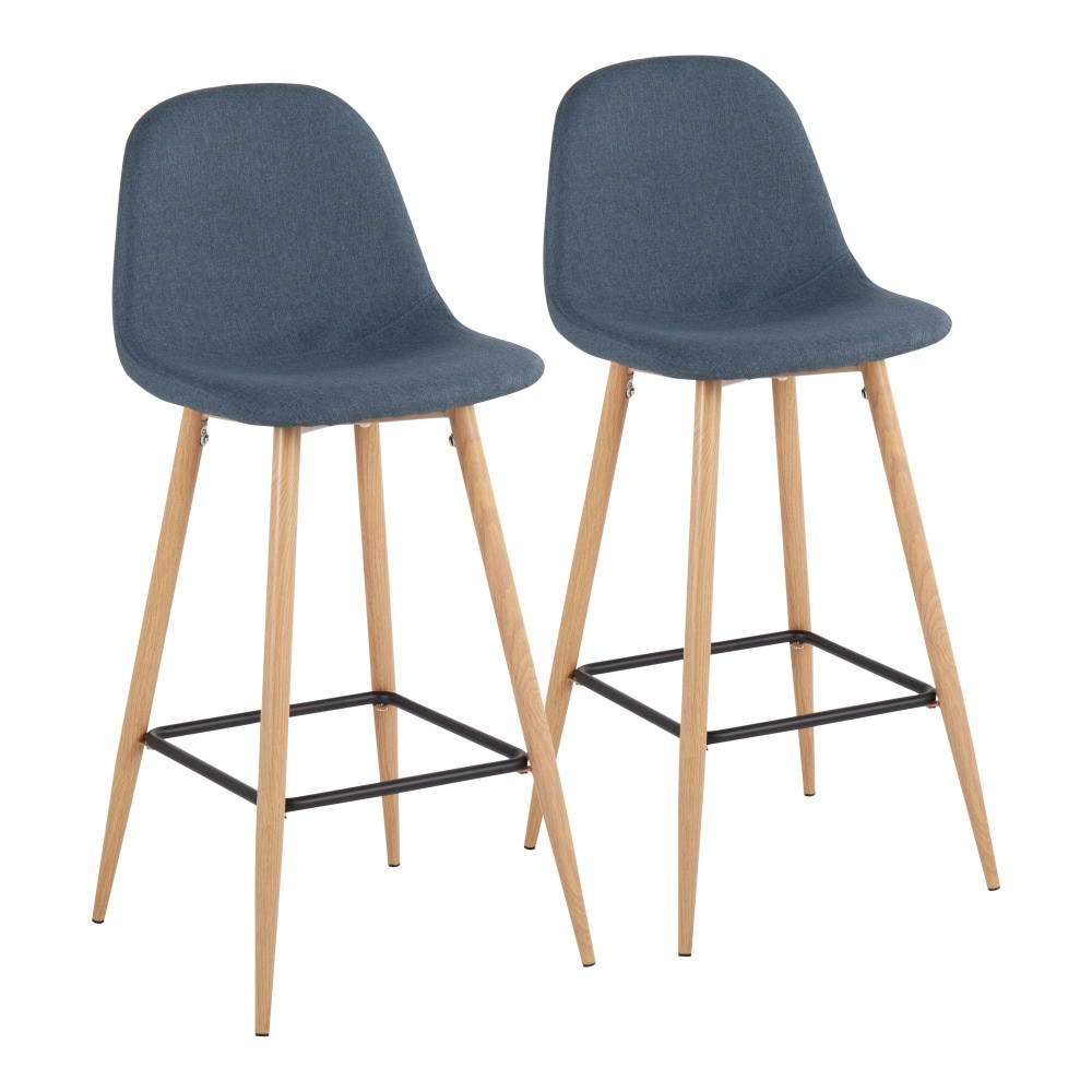 LUMISOURCE, LLC B30-PEB NABU2 LumiSource Pebble Bar Stools, Blue/Natural, Set Of 2 Stools