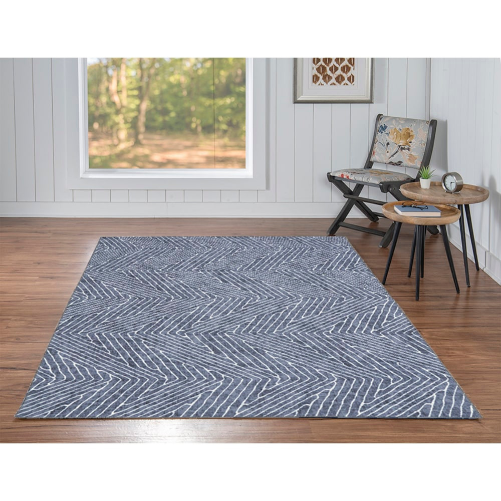 LINON HOME DECOR PRODUCTS, INC Linon OD4964  Washable Indoor Rug, Shae, 5ft x 7ft, Gray/Ivory