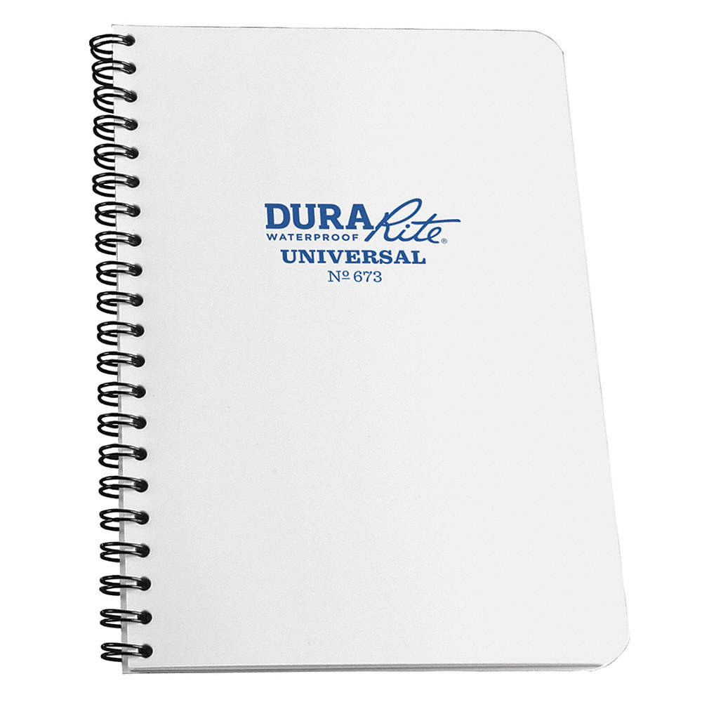 RITE IN THE RAIN 673  All-Weather Spiral Notebooks, DuraRite Side, 4-5/8in x 7in, 64 Pages (32 Sheets), White, Pack Of 12 Notebooks