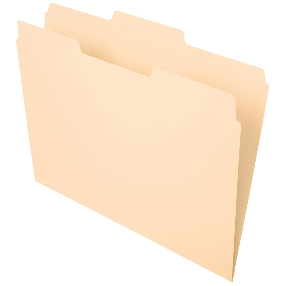 OFFICE DEPOT OD752 1/3-2  Brand File Folders, 1/3 Cut, Center Position, Letter Size, Manila, Pack Of 100
