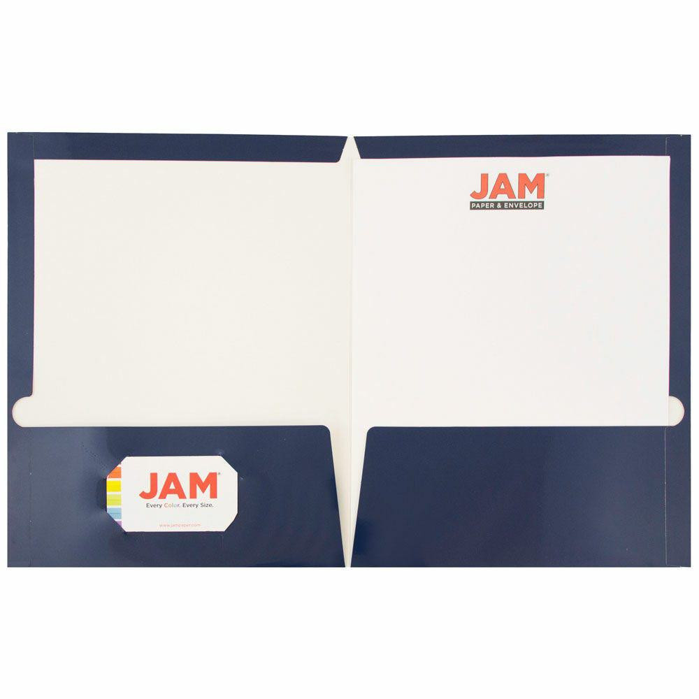 JAM PAPER AND ENVELOPE 5042523D JAM Paper Glossy 2-Pocket Presentation Folders, Navy Blue, Pack of 6