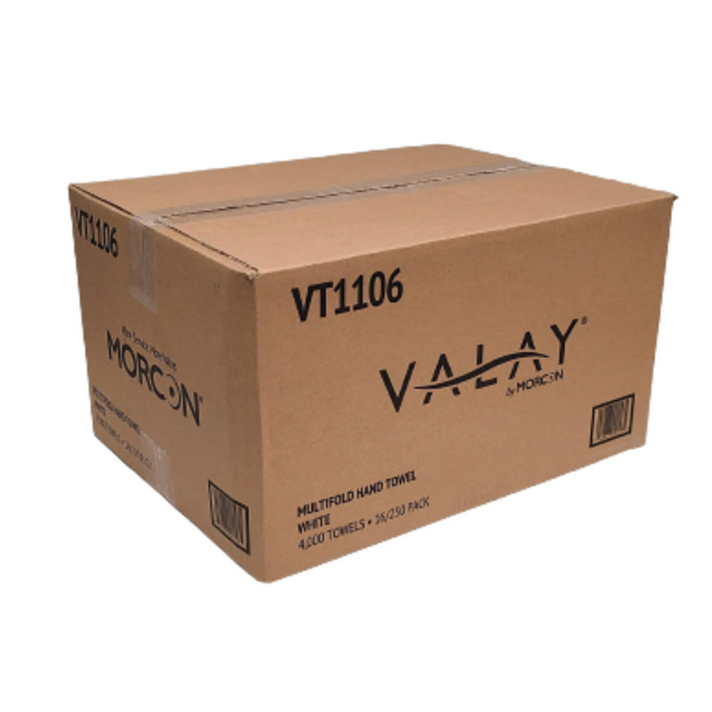 MORCON Tissue VT1106 Valay Multi-Fold Towels, 1-Ply, 9.05 x 9.25, White, 250/Pack, 16 Packs/Carton