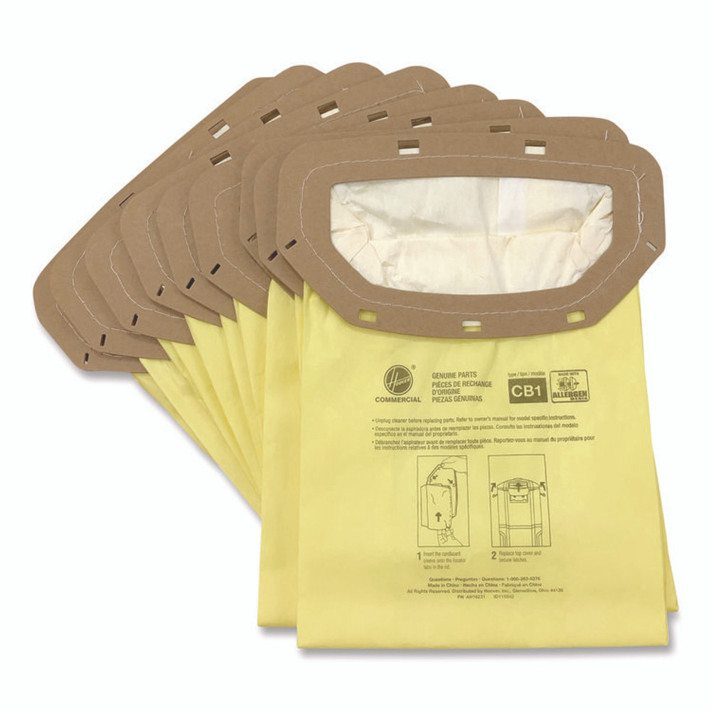 HOOVER COMPANY Commercial 24414064 Disposable Open Mouth Vacuum Bags, Allergen CB1, 10/Pack