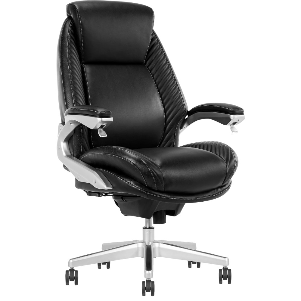 OFFICE DEPOT 52140 Serta iComfort i6000 Ergonomic Bonded Leather High-Back Executive Office Chair, Black/Silver