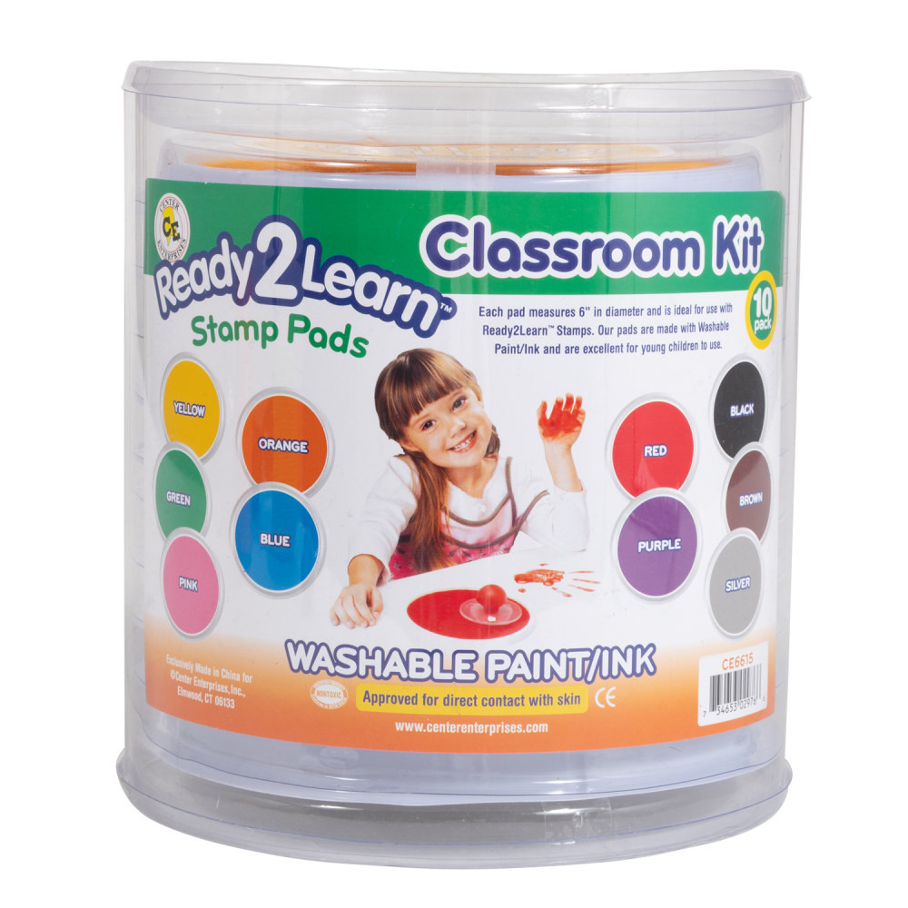 CENTER ENTERPRISES, INC. Ready 2 Learn CE-6615  Jumbo Circular Washable Stamp Pads, Classroom Set Of 10