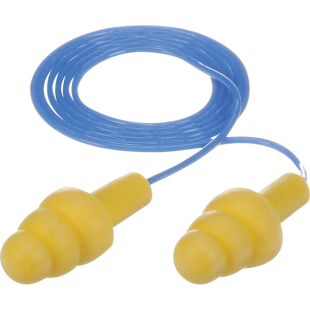 3M CO 340-4004 E-A-R UltraFit Corded Earplugs - Noise, Blast Protection - Polymer - Yellow - Comfortable, Washable, Dielectric, Disposable - 100 / Box