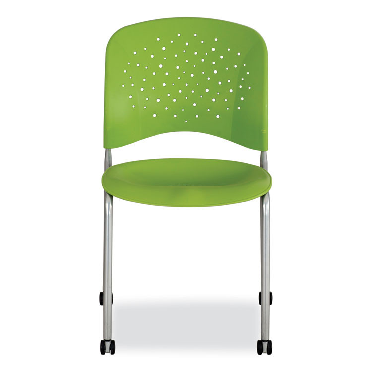 SAFCO PRODUCTS 6805GN Reve GuestBistro Chair with Straight Legs, Supports Up to 250 lb, 18" Seat Height, Green Seat/Back, Silver Base, 2/Carton