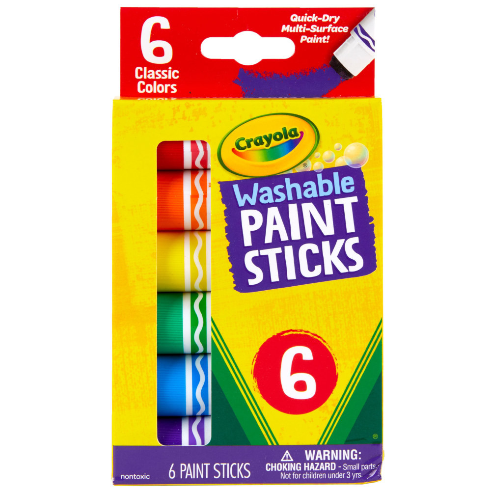 CRAYOLA LLC 54-6207 Crayola Washable Paint Sticks, Assorted Colors, Pack Of 6 Sticks