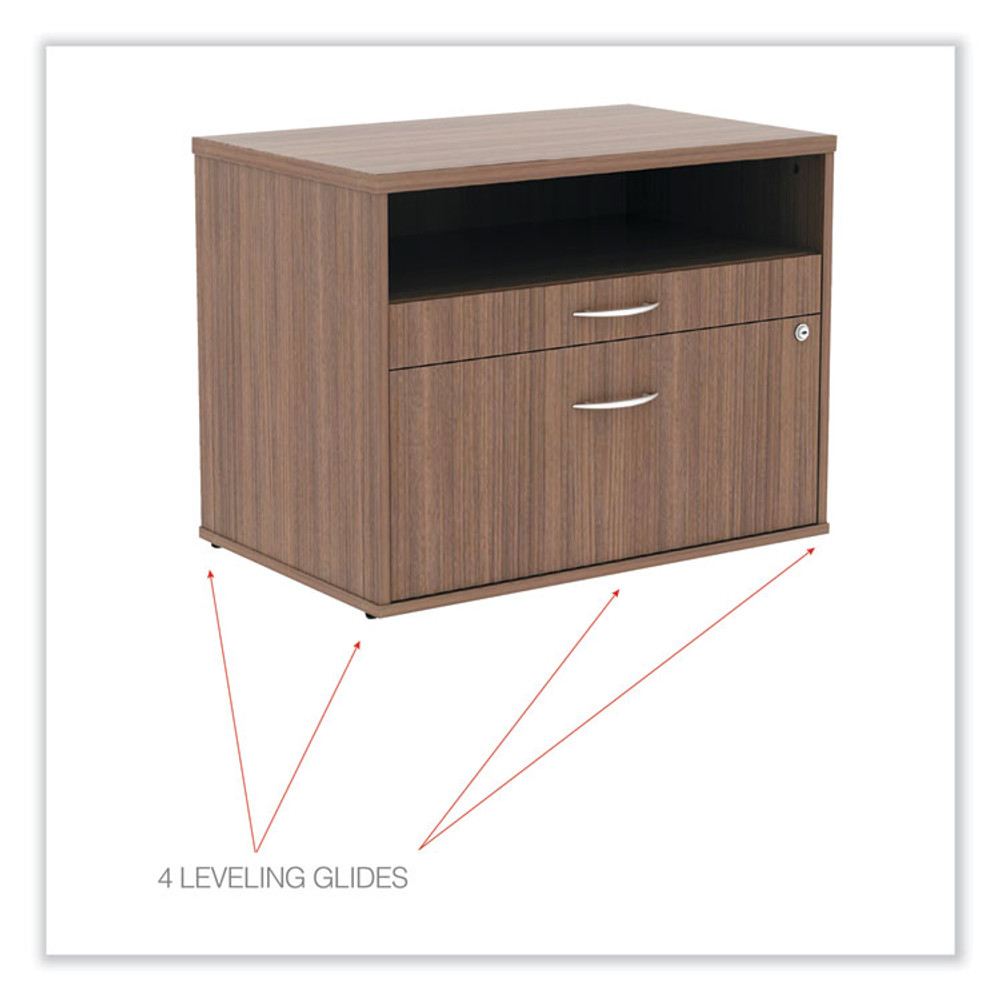 ALERA LS583020WA Alera Open Office Desk Series Low File Cabinet Credenza, 2-Drawer: Pencil/File, Legal/Letter, 1 Shelf,Walnut,29.5x19.13x22.88